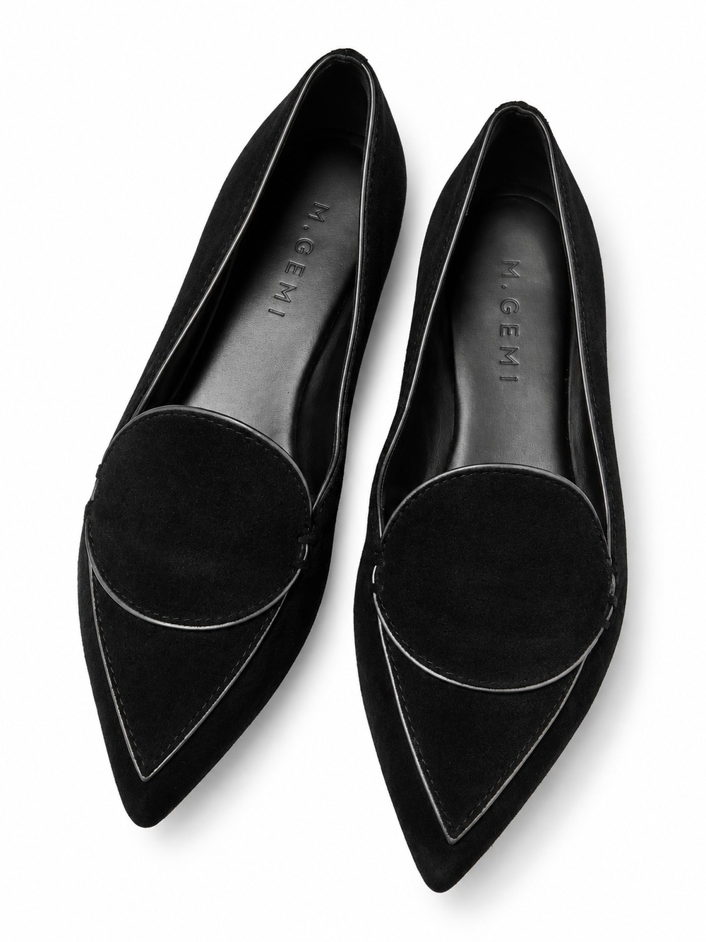 M. Gemi Size US 6 / EU 36 Palermo Pointed Suede Loafers in Black